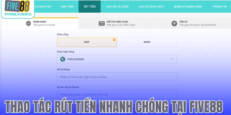Rút Tiền Five88 – Quy Trình Đơn Giản, Nhận Tiền Cực Nhanh - playmoro88